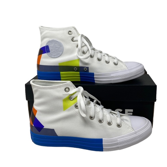 Converse Ctas High Top Shoe Skate For Men Canvas White Multi Sneakers 173184F - Picture 8 of 11
